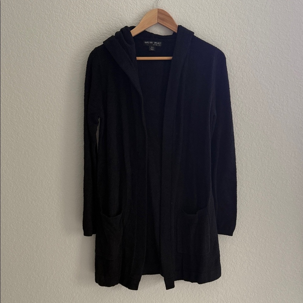 Barefoot Dreams Cozychic Lite Black Hooded Cardigan Size XS/S - Picture 2 of 11